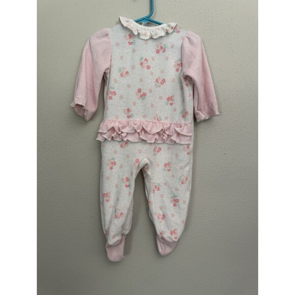 Vintage Carter's Made In The USA Pink Floral Terry Cloth Sleeper Lg 6-9 Months - Picture 4 of 9